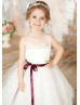 Ivory Lace Tulle Tea Length Flower Girl Dress